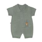 Macaquinho Curto Bebê Menino em Tricot Verde Fofinho