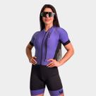 Macaquinho de Ciclismo Feminino Forro Gel Manga Curta Proteção Uv Respirável Bolsos Traseiros Cicloturismo Speed Mtb
