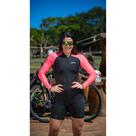 Macaquinho de Ciclismo PRO - Preto com Rosa Manga Longa