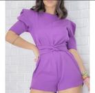 Macaquinho Feminino Blogueira Verão Malha Duna Manga Bufante Macaquinho Feminino Blogueira Verão Malha Duna Manga Bufante