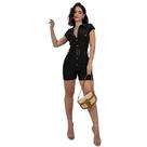 Macaquinho Feminino Curto Bengaline Botões Social Elegante