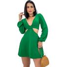 Macaquinho Feminino Curto Viscose Manga Longa Bufante Decotado Soltinho