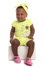 Macaquinho Infantil Bebê Menina Meia Malha Com Faixa