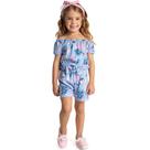 Macaquinho Infantil de Menina Floral Azul