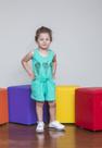 Macaquinho Infantil Feminino GAN-K Curto Em Malha Cor:CíanoTamanho:4Modelo:GKMQ01