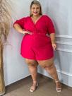 Macaquinho Manga 3/4 com Cinto Plus Size em Crepe Twill - REF.5058