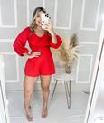 Macaquinho Manga Longa Bufante Cruzada (Vermelho)