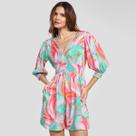 Macaquinho Mercatto Estampado Manga 3/4 Feminino Macaquinho Mercatto Estampado Manga 3/4 Feminino