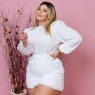 Macaquinho Plus Size Feminino Short Saia Aberto Lateral 0318