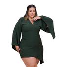 Macaquinho Plus Size Short Saia Manga Longa Flare 0549