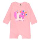 Macaquinho Praia Bebê e Infantil Proteção UV Unicórnio Rosa Prisma Up Baby