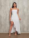 Macaquinho Vestido Com Short Sttefanie Em Tecido Premium Feminino Fenda Bojo Sexy Luxuoso Moda Confortável Elegante Alças Reguláveis P M G Top