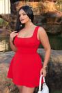 Macaquinho Vestido Feminino Com Bojo Tercido Duna Alça Média Amaração Nas Costas Macaquinho Vestido Feminino Com Bojo Tercido Duna Alça Média Amaração Nas Costas