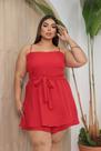 Macaquinho Vestido Rodado Plus Size Bojo E Alça Ajustável