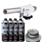 Maçarico Culinario Cozinha Regulagem Portatil + 4 Gás Refil