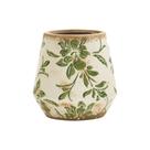 Maceta Toscana de Cerámica Verde con Motivo en Espiral 14 cm Casi Natural