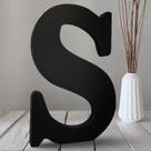 Madeira artesanal AOCEAN 25 cm, madeira preta, letra S para decoração
