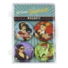Magnets The Coop DC Comics Bombshells, pacote com 4 unidades: Mulher Maravilha, Mulher-Gato, Harley Quinn e Poison Ivy
