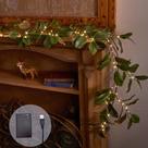 Magnolia Garland BAOLITVINE iluminada de 6 pés com 80 luzes de fada LED