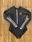 Maiô Adulto Cavado Manga Longa Lycra UV50+ Preto c/ Listras Tamanho:GG