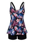 Maiô Arolina Tankini para mulheres curvilíneas plus size preto floral