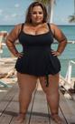 Maio Batinha Vestidinho Big Plus Size Bojo Removivel Do TAM 46 ao 64 Cor:PretoTamanho:46/48