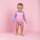 Maiô Bebê Manga Longa Rosa e Lilás Pirulito Proteção UV 50+
