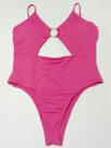 Maiô body com bojo recorte e argola frontal