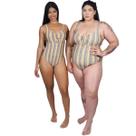 Maiô Body Detalhe Rolote Frente Blocos de Cor