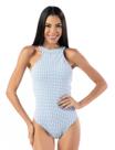 Maiô Body Feminino Com Textura Sem Decote Aberto Atras