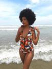 Maiô Body Líquido Com Zíper Forro Capuz Moda Fitness Praia