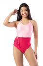 Maiô Canelado 2 Cores Infantil Meninas Com Cintinho