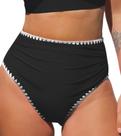 Maiô com calça de biquíni CUPSHE, cintura alta, franzido, M, preto, feminino