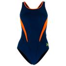 Maiô de Natação Phelps Splice Costas Alta Training High Back Marinho/Laranja (26 a 34US)