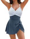 Maiô de peça única Blooming Jelly XL Stripe Blue Tummy Control