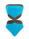 Maiô de peça única Milumia Stitch Detail Bandeau rosa azul