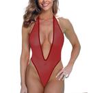 Maiô de tanga de uma peça SHERRYLO Sheer See Through para mulheres