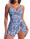 Maiô de uma peça Hanna Nikole Tummy Control azul floral