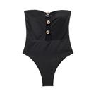 Maiô Feminino Branco E Preto Com Ombros Descobertos E Costas Nuas, Sexy, Com Recortes, Estilo