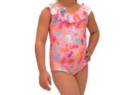 Maiô Feminino Infantil Praia Com Flor Feita A Mão
