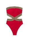 Maiô feminino Milumia, detalhe de costura, sem alças, vermelho, tamanho L Maiô feminino Milumia, detalhe de costura, sem alças, vermelho, tamanho L