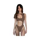 Maiô Feminino Sensual Sem Mangas Com Recortes, Peça Única De Cintura Alta Para Verão, Praia E Férias