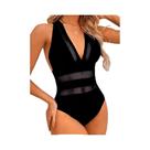 Maiô Feminino Sexy Com Patchwork De Malha, Peça Única, Decote Em V Profundo, Push Up, Monokini,
