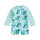 Maiô Infantil Com Estampa De Tubarão Para Meninos, Roupa De Banho De Manga Comprida Com Zíper E Boné Maiô Infantil Com Estampa De Tubarão Para Meninos, Roupa De Banho De Manga Comprida Com Zíper E Boné