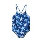 Maiô Infantil Estampado De Estrela Do Mar Para Meninas, Roupa De Banho Elástica Para Aprender a