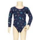 Maiô Infantil Manga Longa Estampa Borboleta Azul com Rosa