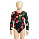 Maiô Infantil Manga Longa Estampado Floral Tropical Proteção