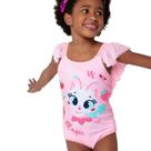 Maiô Kids Fantasia Gata Fada Rosa Infantil Verão Praia Puket Tamanho:1