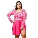 Maiô Macaquinho Plus Size com saída separada Bojo removível Manga longa UV50+ Moda Praia Evangélica