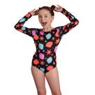 Maiô Manga Longa Infantil Proteção UV Conchas Preto Everly